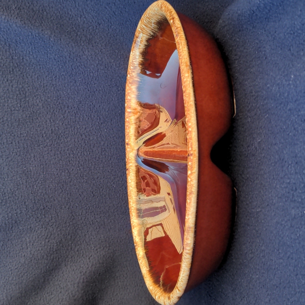 Vintage H.P. CO USA Hull Pottery Brown Drip Divided Serving Dish Oven Pr…
